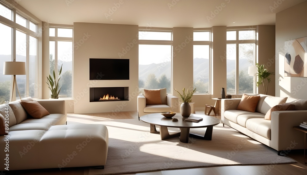 Fototapeta premium Photo interior modern design room 3d illustration