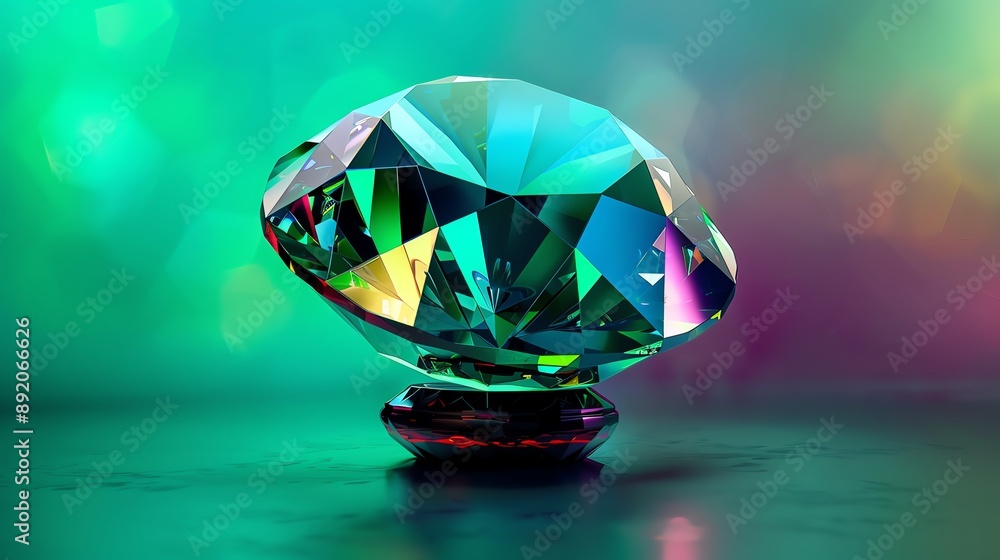 Close-up of a radiant, multi-colored diamond on a vibrant, blurred background, capturing its brilliance and intricate facets. Ideal for luxury themes. Close-up of a radiant, multi-colored diamond on a vibrant, blurred background, capturing its brilliance and intricate facets. Ideal for luxury themes.