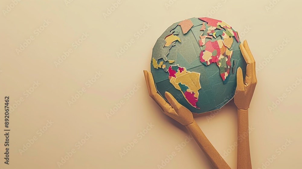 Holding a globe in hands in grey texture background, a globe in human hands showing support and protection, ecology and environment sustainable concept, showing the world for environment concept Holding a globe in hands in grey texture background, a globe in human hands showing support and protection, ecology and environment sustainable concept, showing the world for environment concept