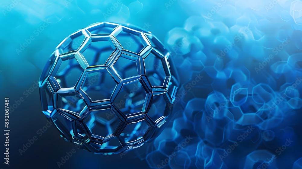 Naklejka premium Protection sphere shield with hexagon pattern on blue background. Glass Dome shield. Glowing bubble shield in the form of a force energy field. Protection and safety concept.