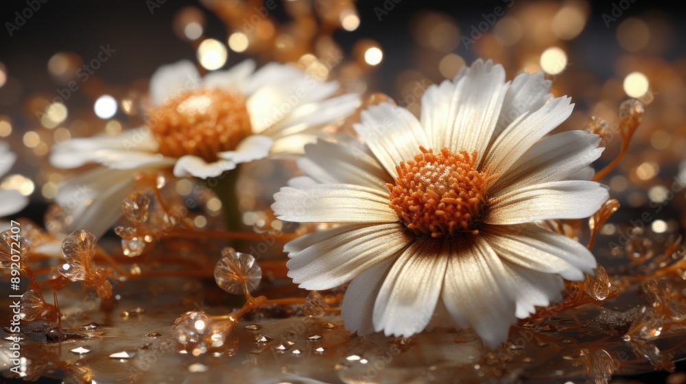 Fototapeta premium 4K golden floral background