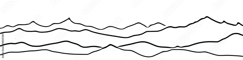 Vector sketch, mountain landscape, imitation of a pencil drawing Vector sketch, mountain landscape, imitation of a pencil drawing