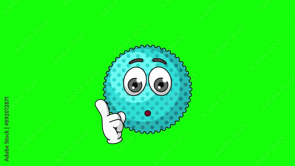 Animation of spike ball cartoon with a shushing face, finger over pursed lips Animation of spike ball cartoon with a shushing face, finger over pursed lips