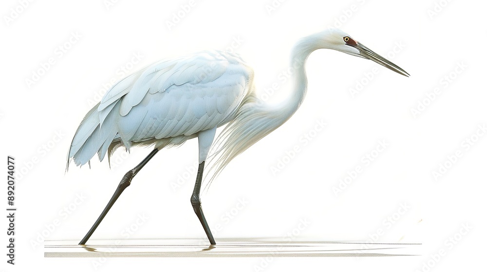 Obraz premium A close-up image of a gray crowned crane standing against a white background