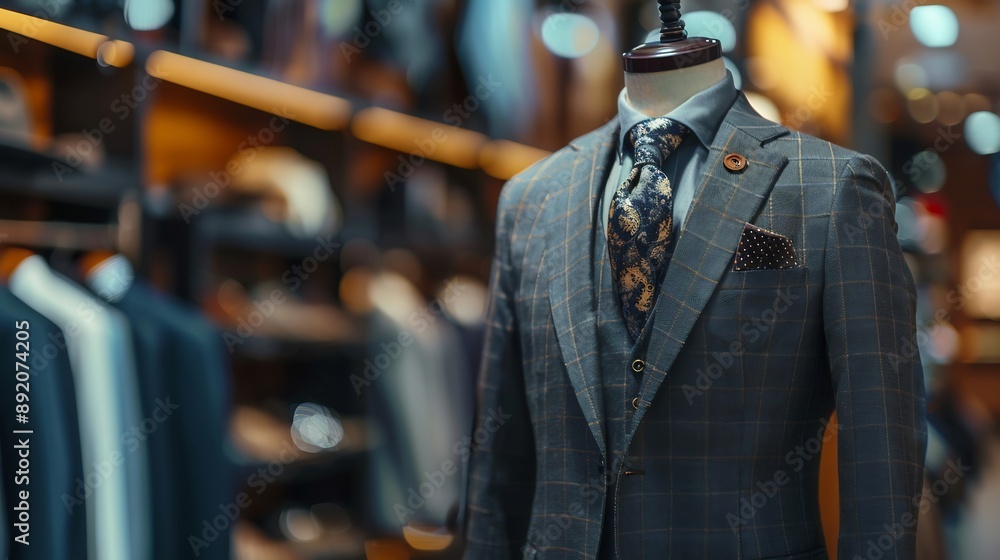 Mannequin in elegant men's suit in shop window Mannequin in elegant men's suit in shop window