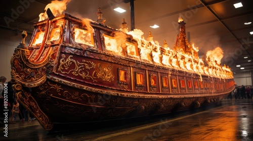 2019 Up Helly Aa Burning Viking Galley Ship 