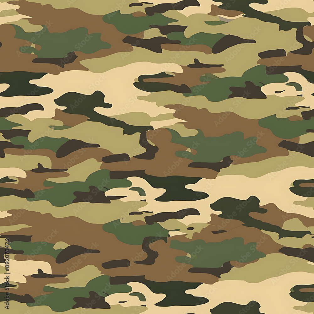 Fototapeta premium Marine soldier camouflage pattern featuring shades of olive green, dark brown, and tan, designed for seamless wallpaper 4