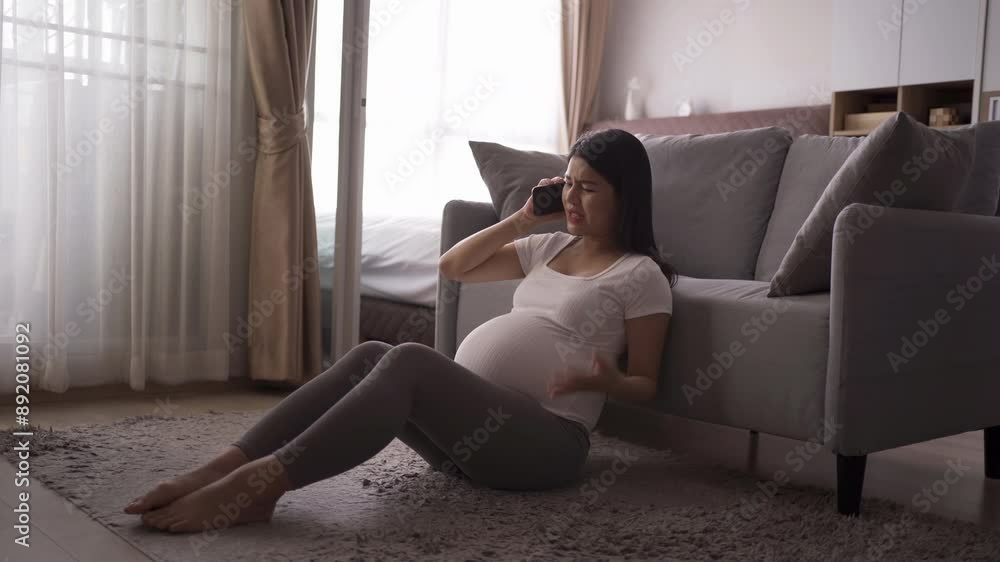 Depressed lonely Asian pregnant divorce woman in bedroom at home. Having a baby. Family people lifestyle. Mom. Depressed lonely Asian pregnant divorce woman in bedroom at home. Having a baby. Family people lifestyle. Mom.