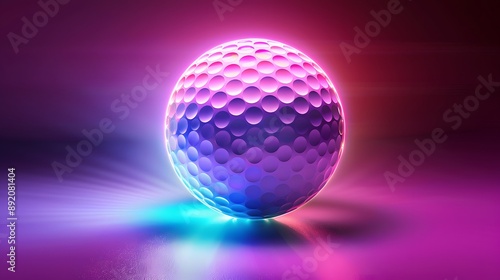 Vibrant abstract golf ball composition with neon colors and dynamic lighting, showcasing modern sports art in a futuristic style. 