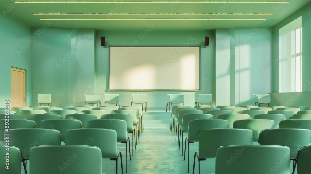University Lecture with Light Green Background