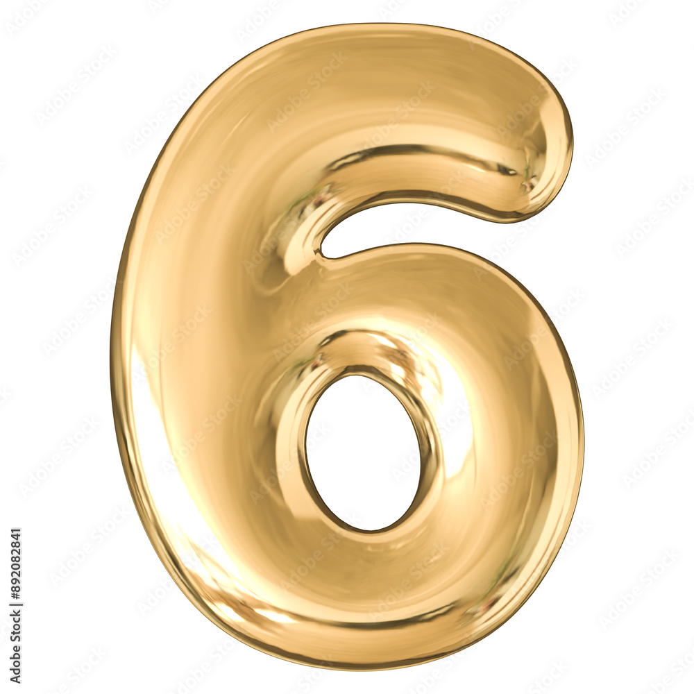 Gold 3D Number 6 Gold 3D Number 6