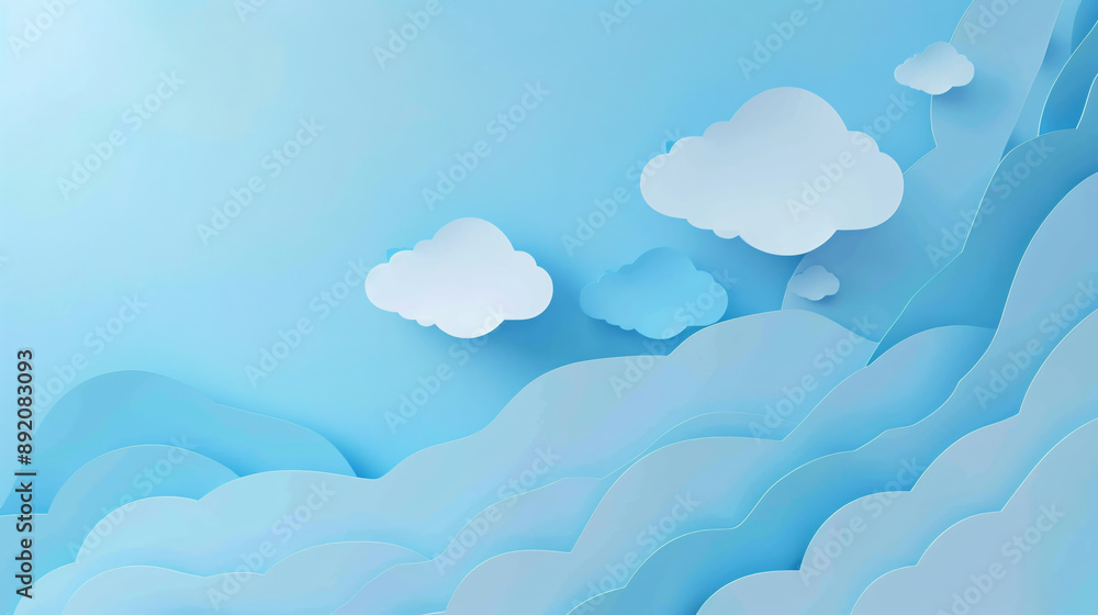 Smooth sky blue color paper banner background Smooth sky blue color paper banner background