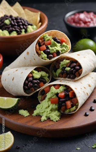 Delicious Burritos with Guacamole and Beans