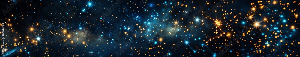 Obraz premium Crypto Constellations: A Stellar Abstraction of Blockchain Nodes and Transactions in the Cosmic Financial Sphere