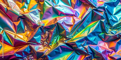 Abstract trendy holographic background Real texture of the foil top view; colorful bright backdrop Creative AI