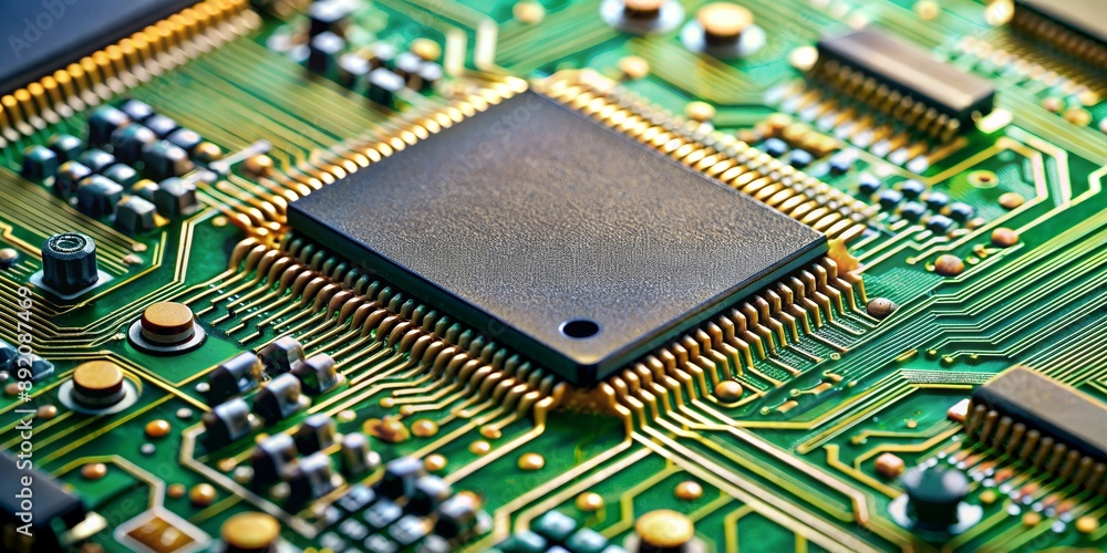 Close Up of a Semiconductor Circuit Board Creative AI Close Up of a Semiconductor Circuit Board Creative AI