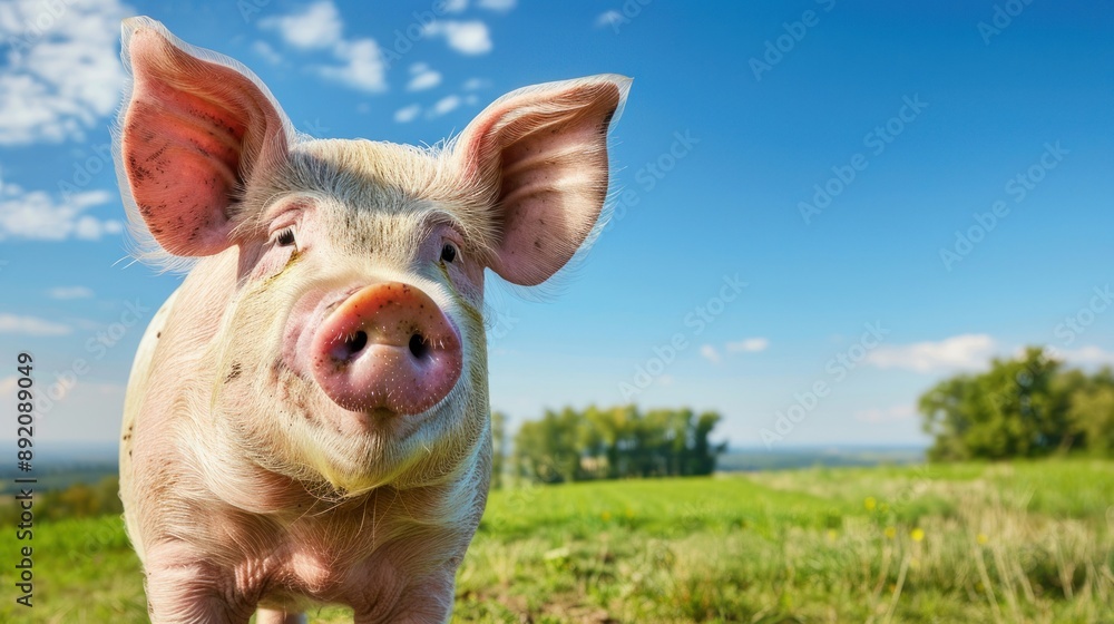 pig animal landscape view close up pig animal landscape view close up