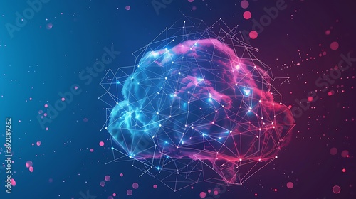 Obraz na płótnie Neon Abstract Brain Network with Futuristic Digital Connections for Innovative development artificial intelligence technology Concept. w salonie