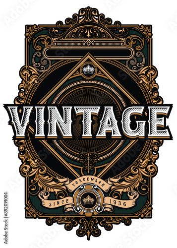 Vintage oldschool victorian vector style Adobe Illustrator Artwork