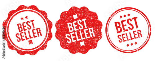 Best Seller Rubber Stamp Badge in Grunge Style, Best Seller Stamp for Marketing Promotion in Limited Offer Season or Summer Sale in SVG Vector
