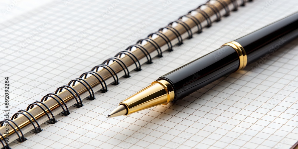 Ink pen on notebook on white background AI-Generated Content Ink pen on notebook on white background AI-Generated Content