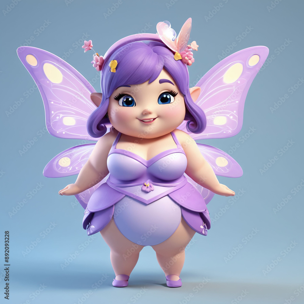 3D fat cute beautiful fairy with wings isolated in clean background 3D fat cute beautiful fairy with wings isolated in clean background