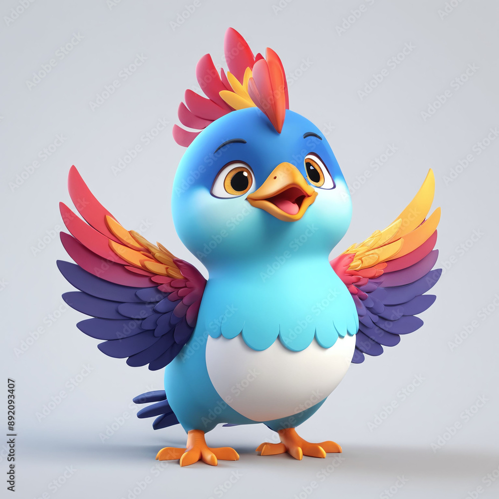 3D cute fat adorable fire bird or mythical bird animal phoenix 3D cute fat adorable fire bird or mythical bird animal phoenix