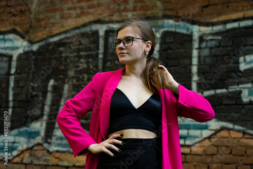 model posing in glasses