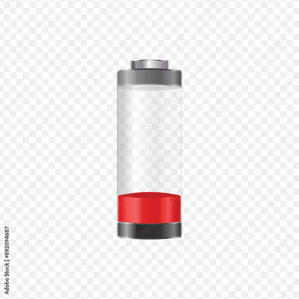 Realistic red battery indicator with transparent background Realistic red battery indicator with transparent background