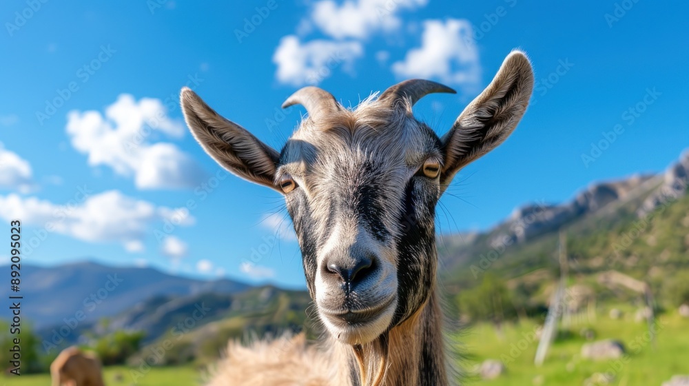 Fototapeta premium Goat animal landscape view