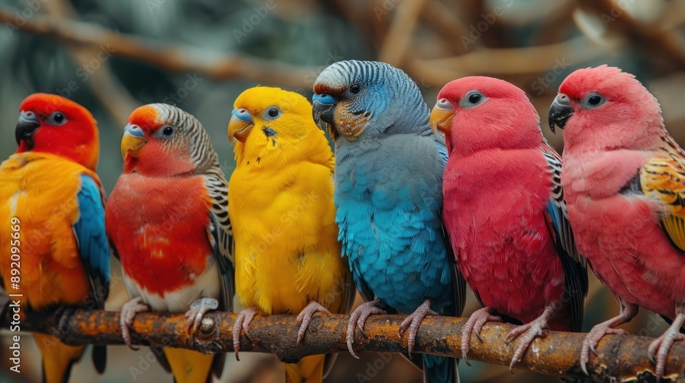 Obraz premium Flock of Vibrant Avian Beauties