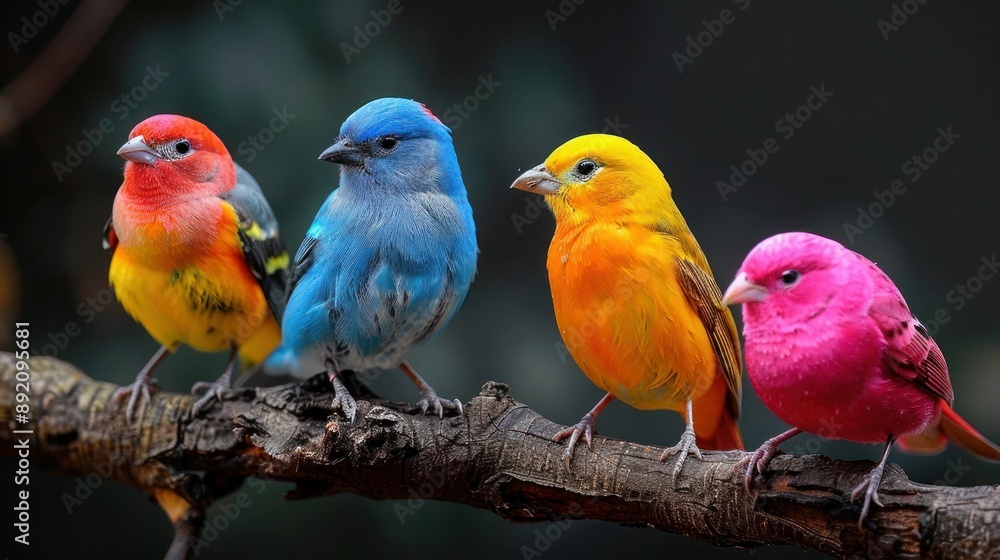 Fototapeta premium Flock of Vibrant Avian Beauties