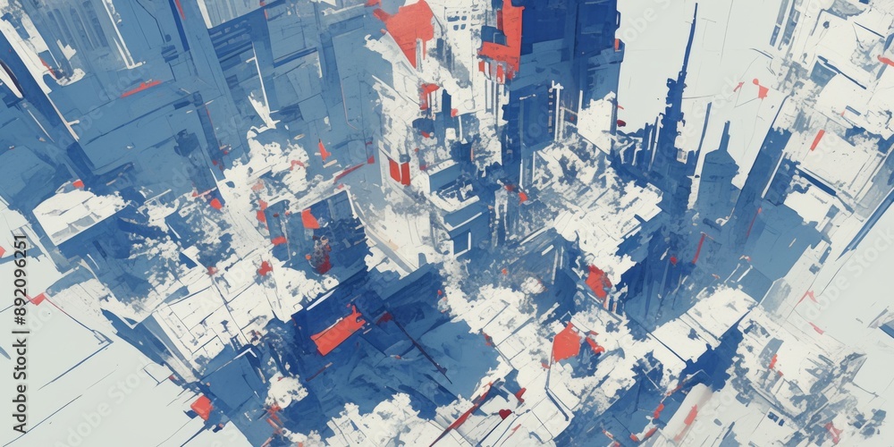 Fototapeta premium Digital Transformation of an American City, Traditional Urban Landscape Evolving with IoT Symbols and Data Visualization in a Dynamic Digital Render.