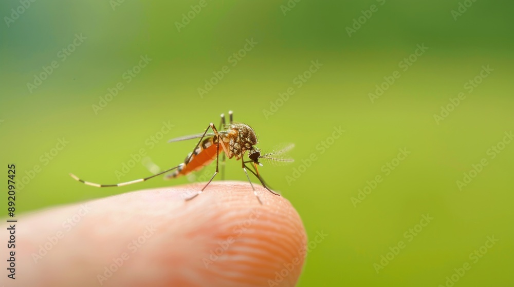 Close-up of a mosquito on skin, dengue fever and malaria. Close-up of a mosquito on skin, dengue fever and malaria.