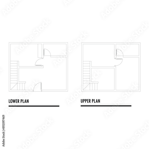 Black and White floor plan of a modern unfurnished house for your design. Suburban house vector blueprint. Architectural background	