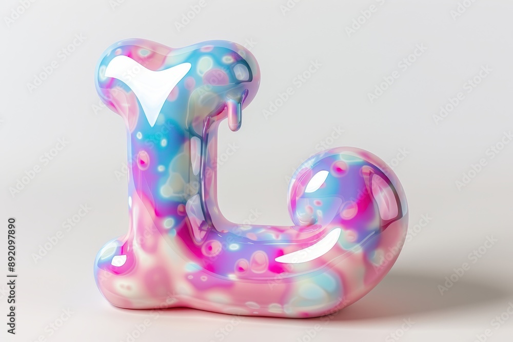 Obraz premium The letter L is made of green slime and has a dripping appearance