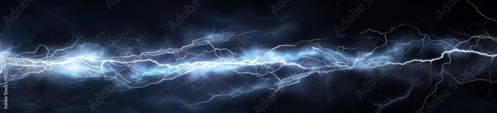 Fototapeta premium Sizzling Thunderbolts: A Dramatic Display of Lightning Against a Black Canvas