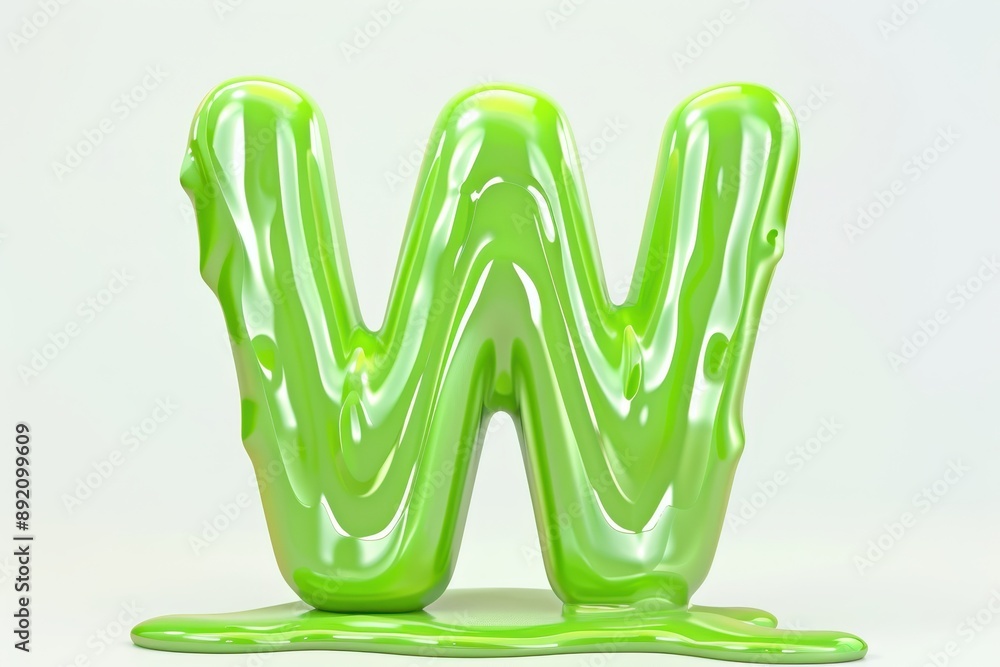 The letter W is made of shiny, colorful plastic The letter W is made of shiny, colorful plastic