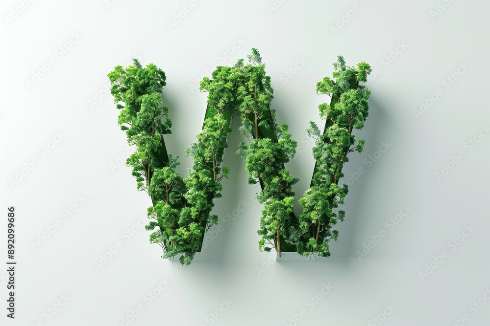 The letter W is made of trees and leaves The letter W is made of trees and leaves