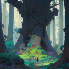 Fototapete Grau 2 Whispering Woods: A Serene Forest Illustration as the Ultimate Natural Background Wallpaper for Nature Lovers  © yanlong