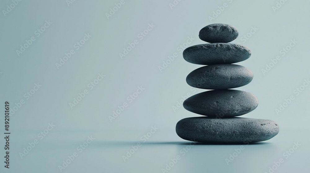 Stacks of zen stones placed on a light blue background, illustrating a zen concept that promotes tranquility and balance. Stacks of zen stones placed on a light blue background, illustrating a zen concept that promotes tranquility and balance.