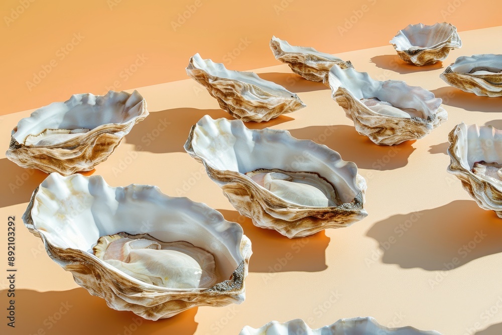 A pattern of oyster shells on a background A pattern of oyster shells on a background