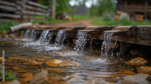 Wallpaper Mural Refreshing Village Fountain: A Source of Fresh Cold Spring Water for Animals and More Torontodigital.ca