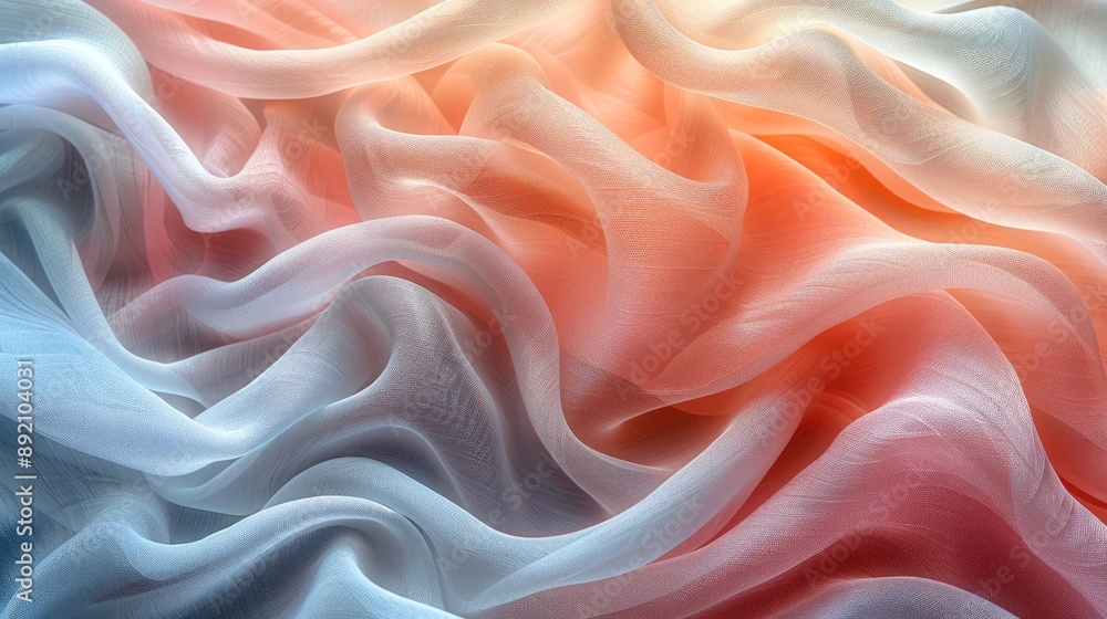 Obraz premium Abstract waves of color blend seamlessly with soft, flowing textures in this vibrant stock photo, creating a vivid and dynamic visual experience.