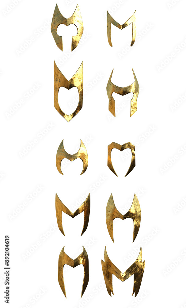 Fototapeta premium 3d render fantasy helmet golden