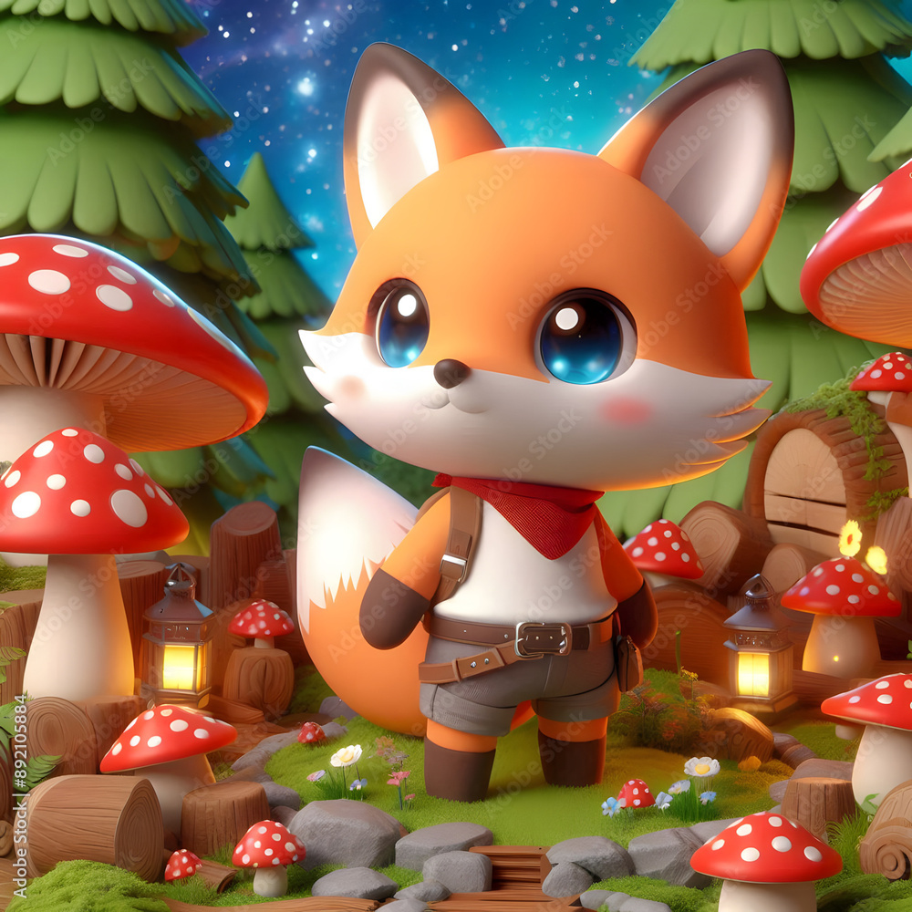 Chibi Fox in a Mushroom Village Chibi Fox in a Mushroom Village