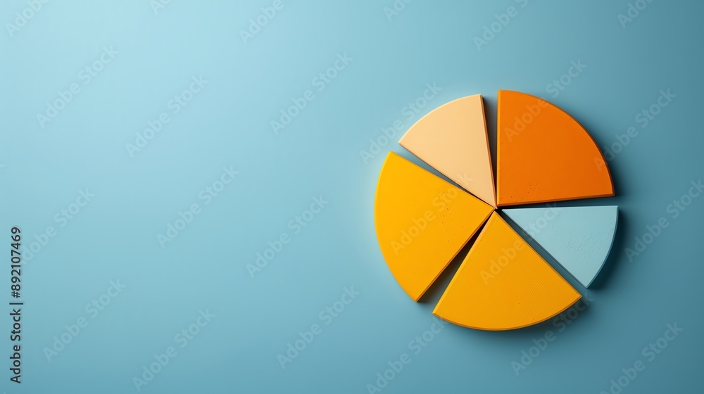 Closeup of a pie chart showing market share distribution, pie chart, market analysis Closeup of a pie chart showing market share distribution, pie chart, market analysis