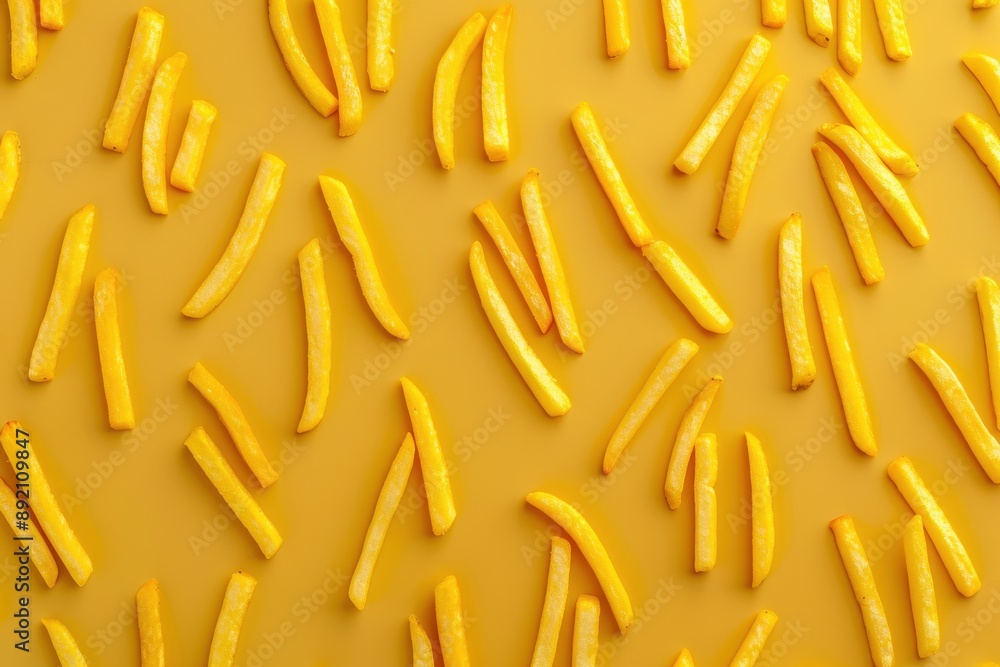 Obraz premium A yellow background with a pattern of french fries