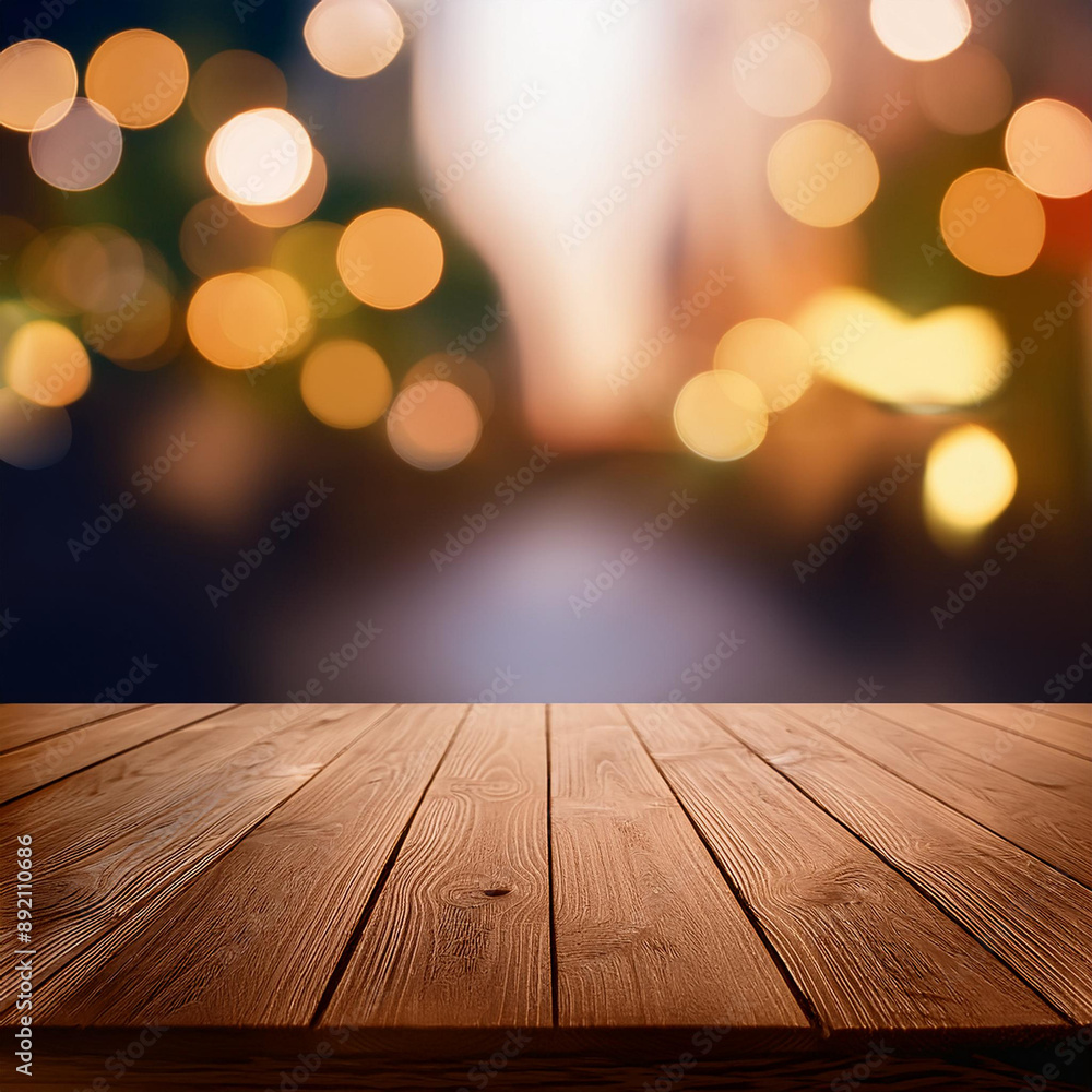 Rustic Radiance: Wooden Table and Bokeh Mockup Rustic Radiance: Wooden Table and Bokeh Mockup