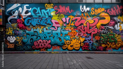 Vibrant Urban Graffiti Wall Art with Colorful Street Tags and Artistic Expressions
